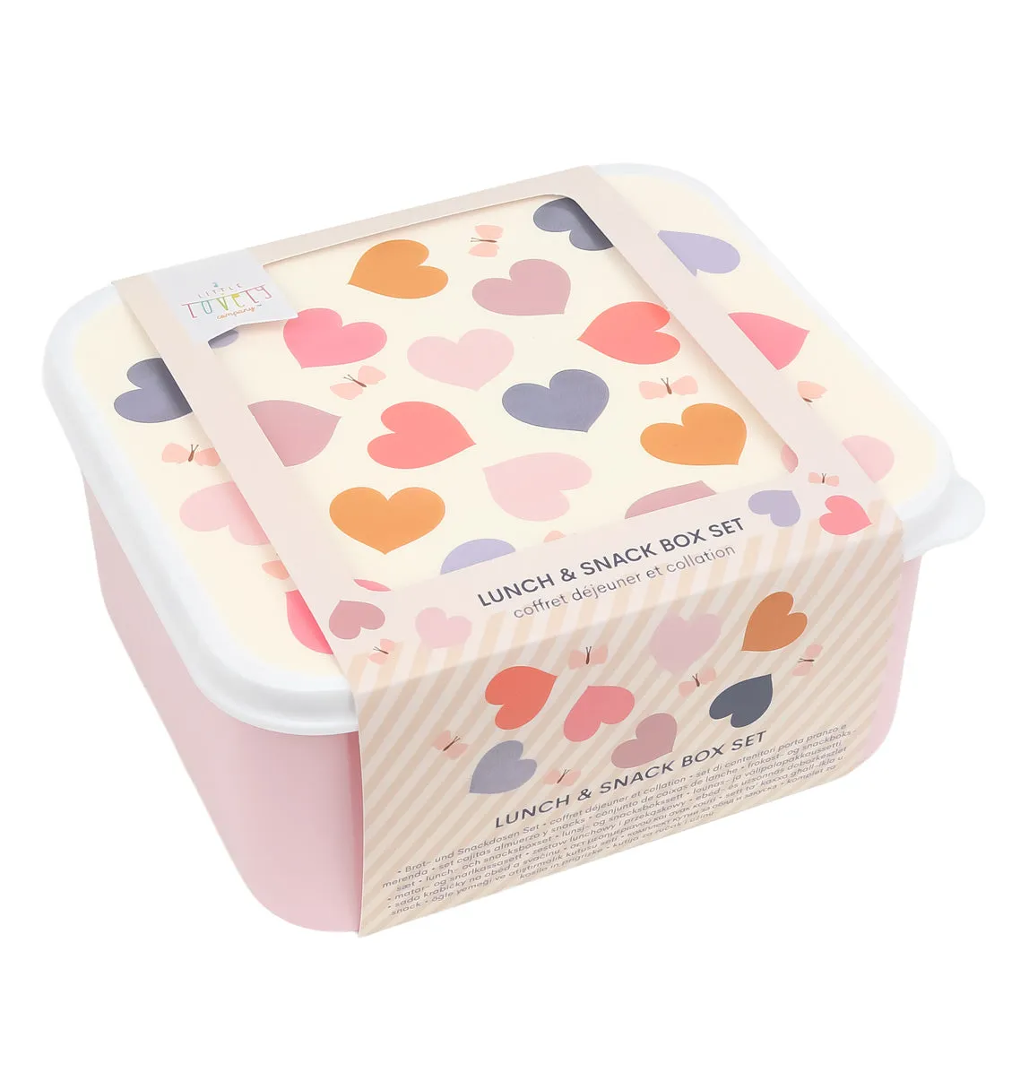 A Little Lovely Company Hartjes lunch snack box set 4-delig