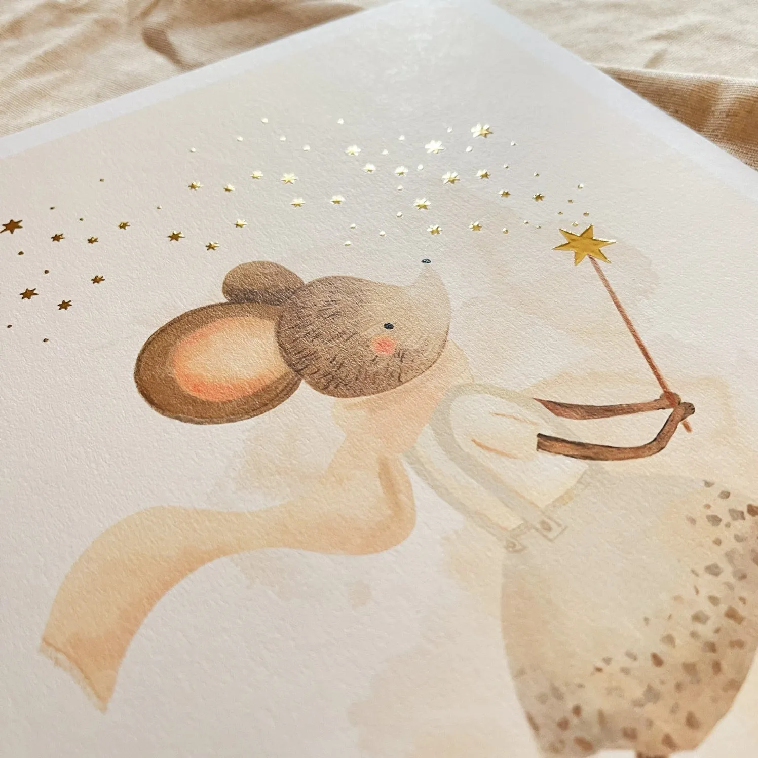 Lori & Cookie Kidsdeco Maggie Muis poster A3 goudfolie 30x40cm