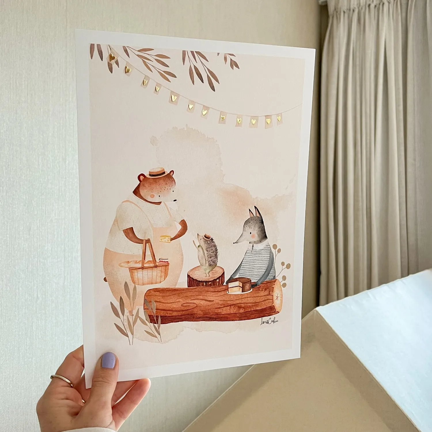 Lori & Cookie Kidsdeco Vriendenpicknick poster A3 goudfolie