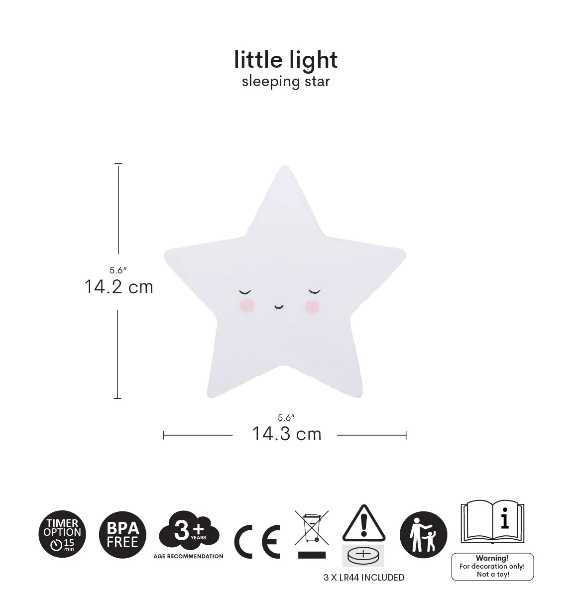 A Little Lovely Company Little Light slapende ster nachtlampje