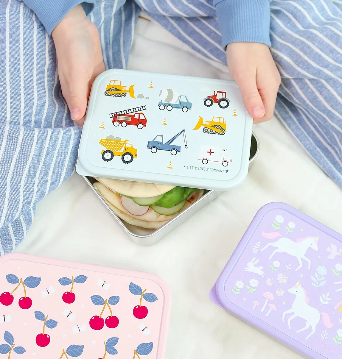 A Little Lovely Company Voertuigen RVS lunchbox lichtgewicht