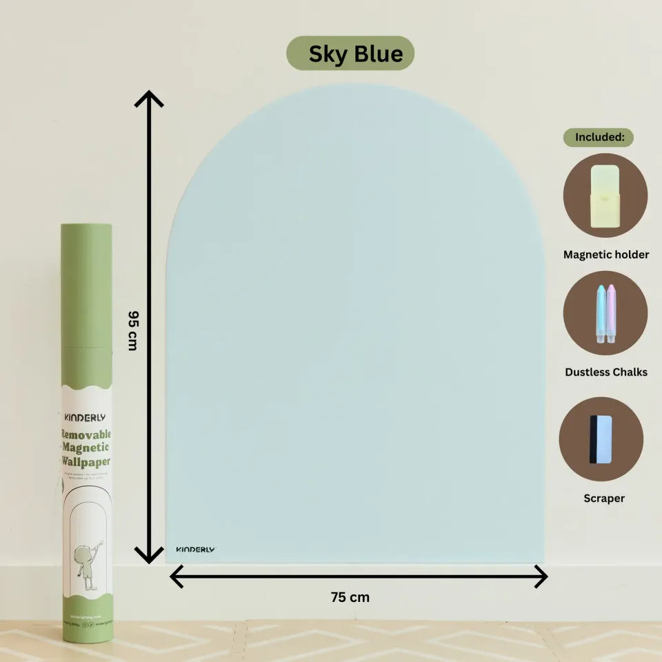 Kinderly Baby SkyBlue magnetisch behang boog krijtbord