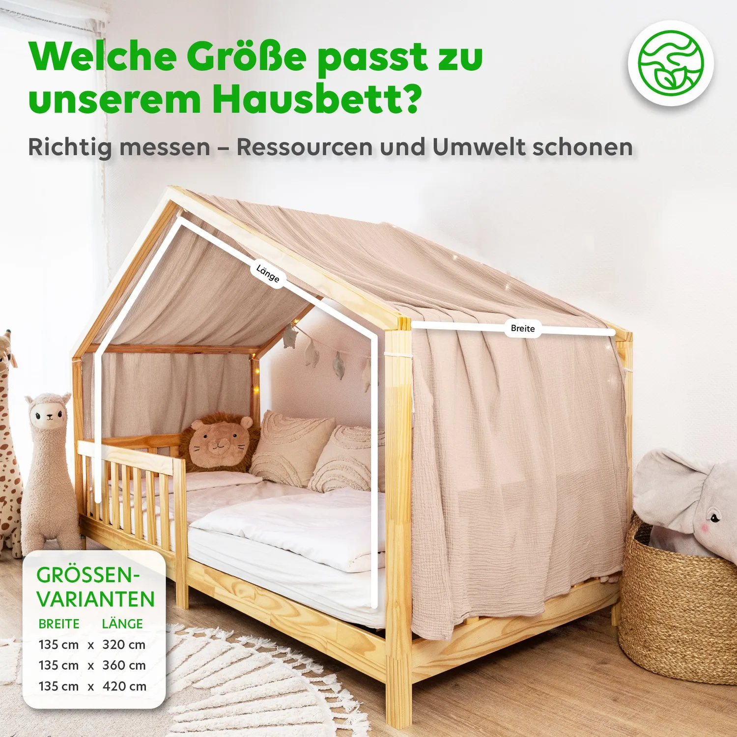 Lilimaus Hausbett Himmel Musselin bedhemel 90x200 beige