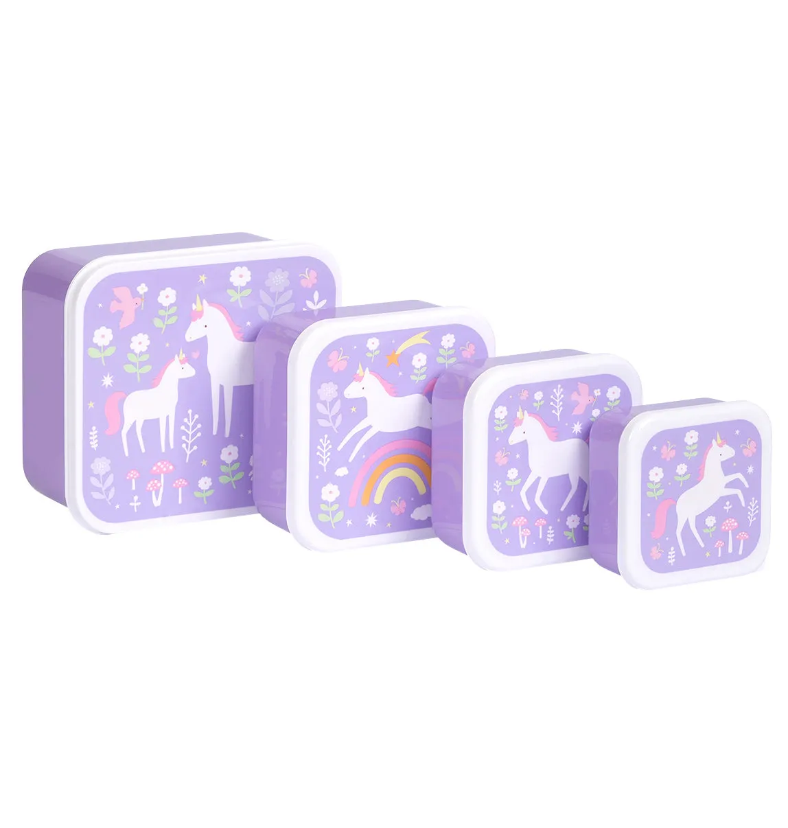 A Little Lovely Company Unicorn Dreams lunch snackbox set 4-delig