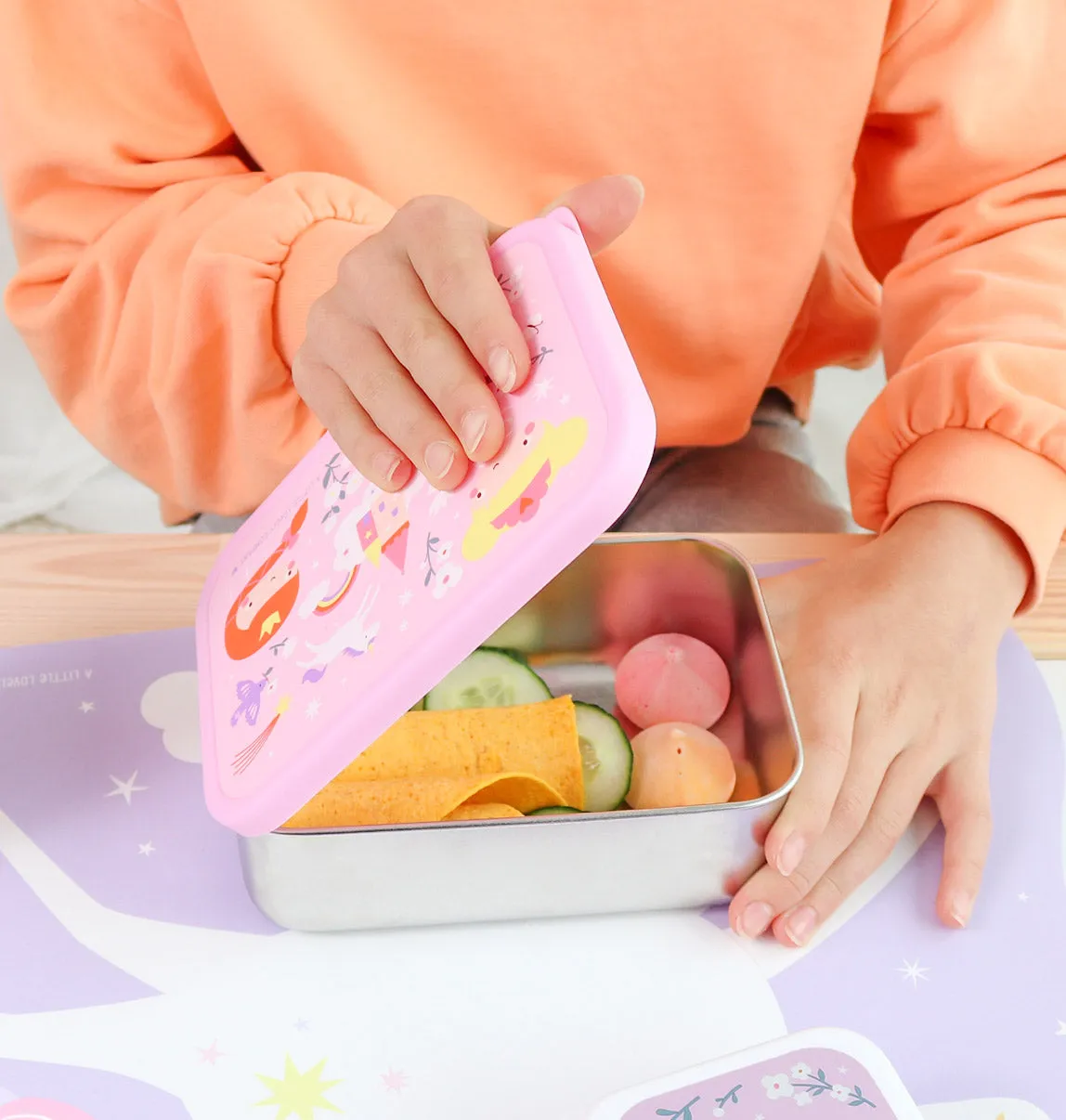 A Little Lovely Company Prinsessen lunchbox RVS lichtgewicht