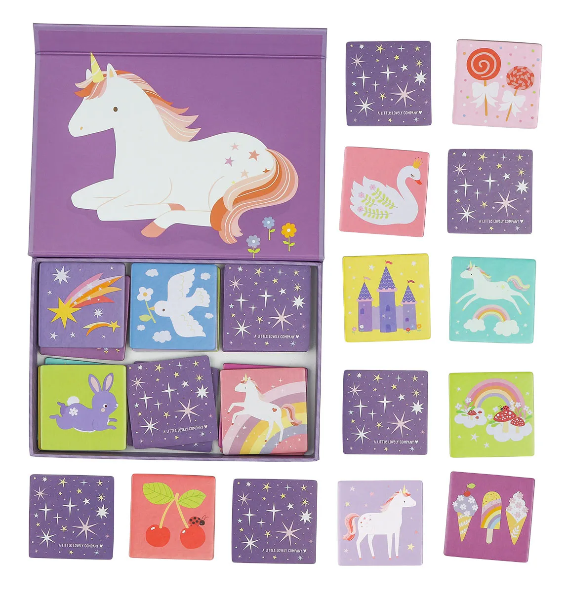 A Little Lovely Company Unicorn Dreams memory spel 15 paren