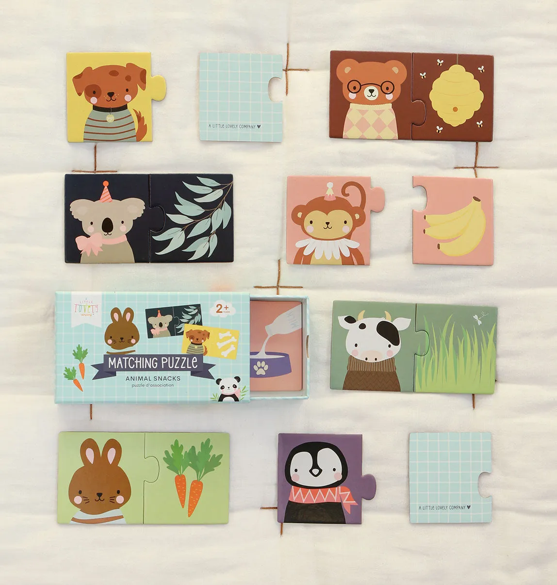 A Little Lovely Company Dierensnacks matching puzzel 10-delig karton