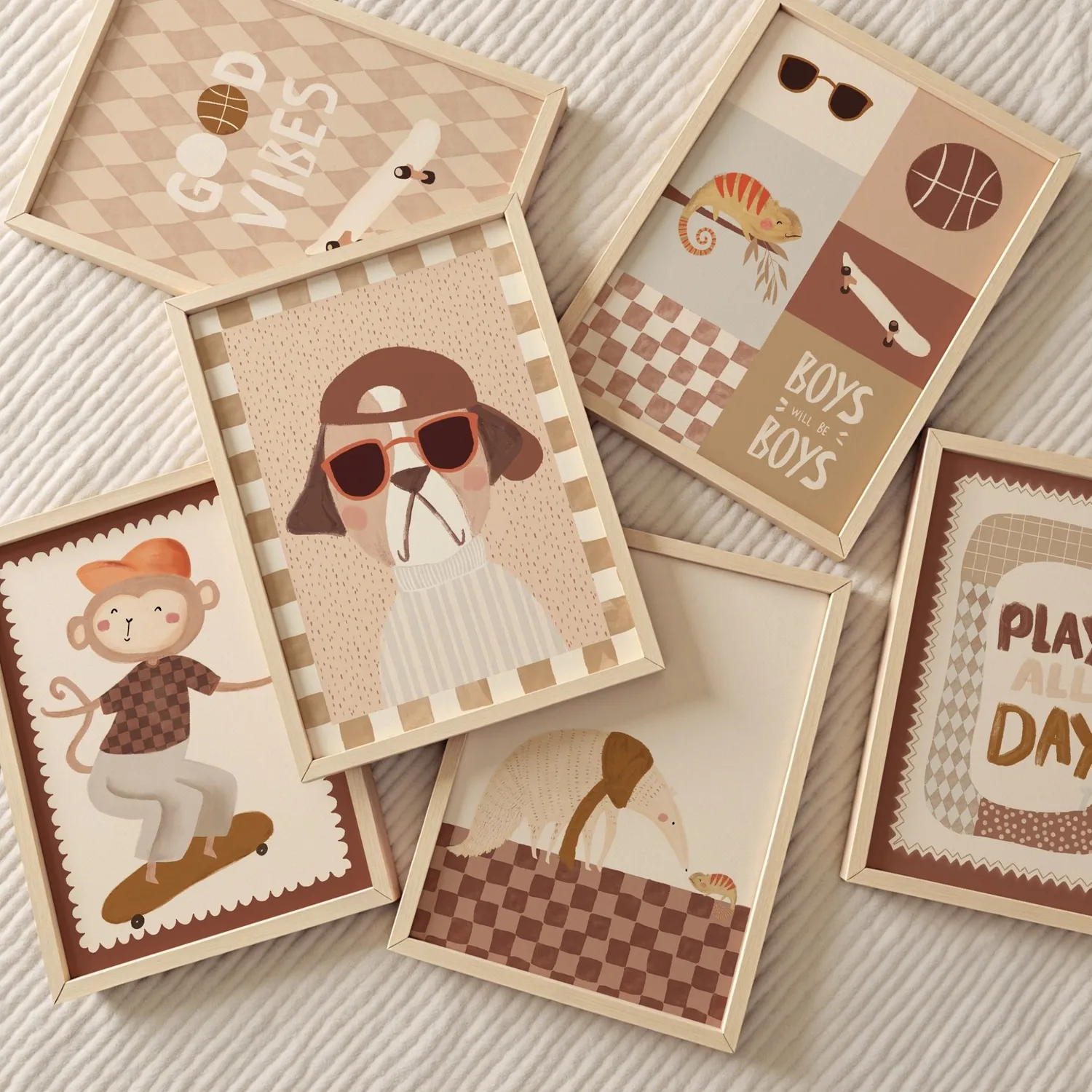 Lori & Cookie Kidsdeco Boys Collage poster 21x30cm olijfgroen