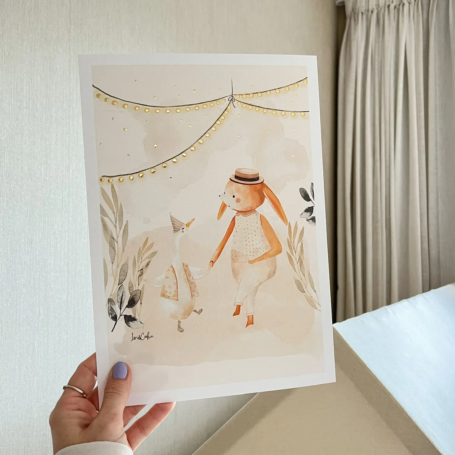 Lori & Cookie Kidsdeco Tuinfeestje poster A4 goudfolie 21x30cm
