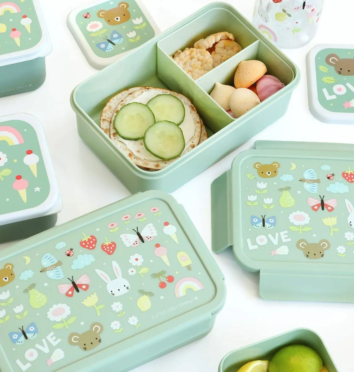 A Little Lovely Company Joy bento lunchbox mintgroen 2-vaks