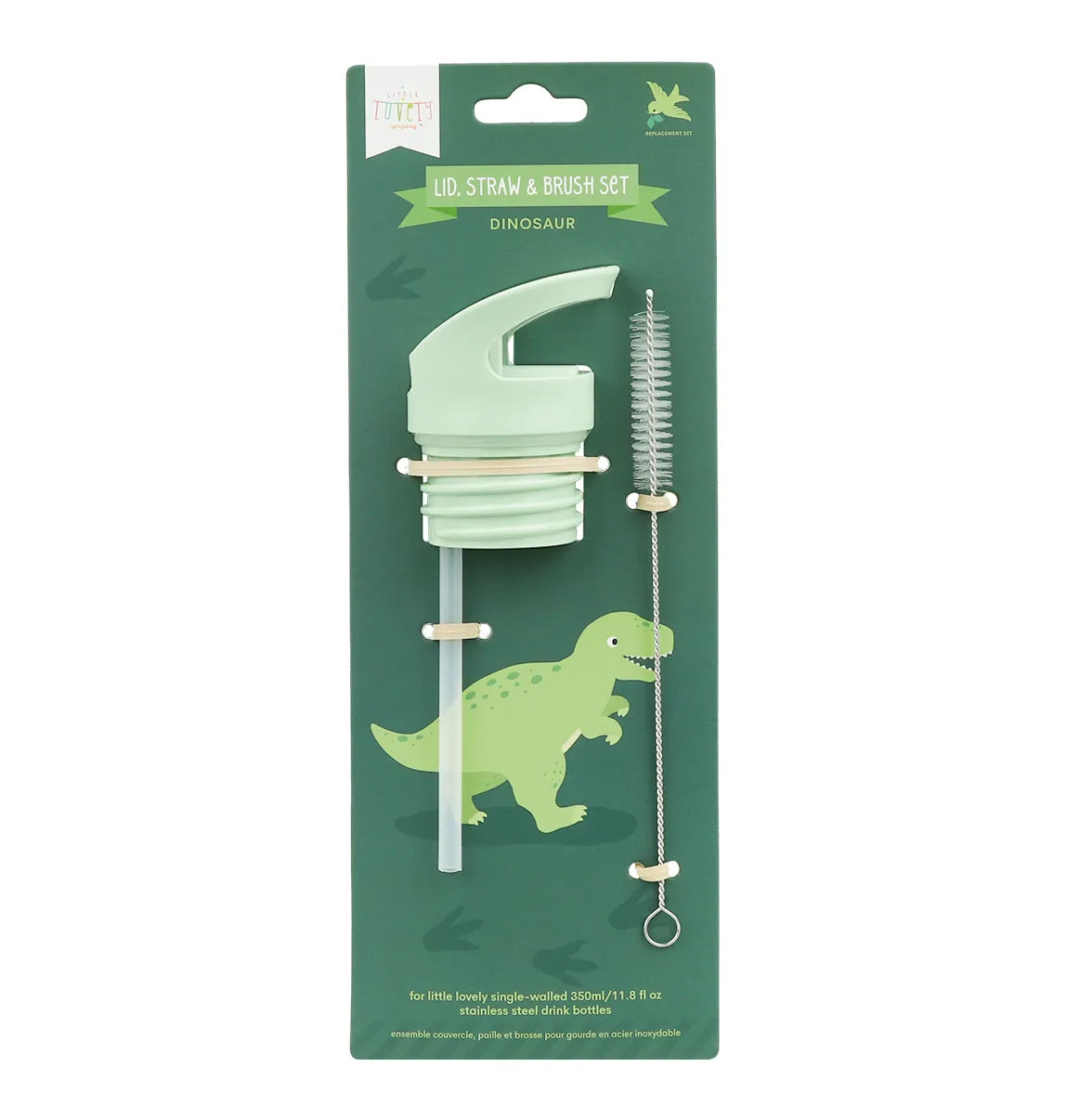 A Little Lovely Company Dinosaurus dop rietje borstel set 3-delig