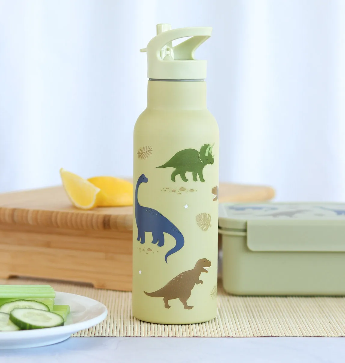 A Little Lovely Company Dinosaurussen XL RVS drinkfles 500 ml