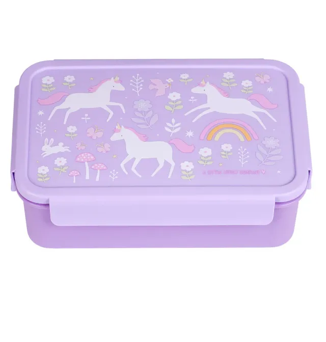 A Little Lovely Company Unicorn Dreams bento lunchbox paars