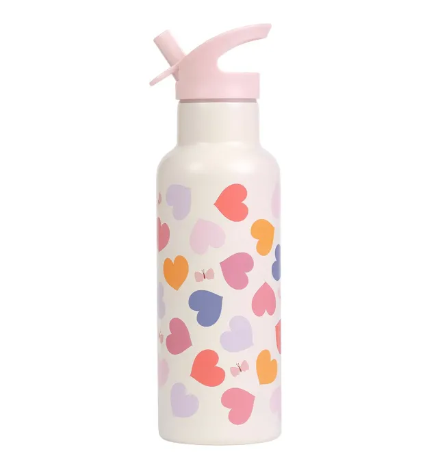 A Little Lovely Company Hartjes XL RVS drinkfles 500 ml