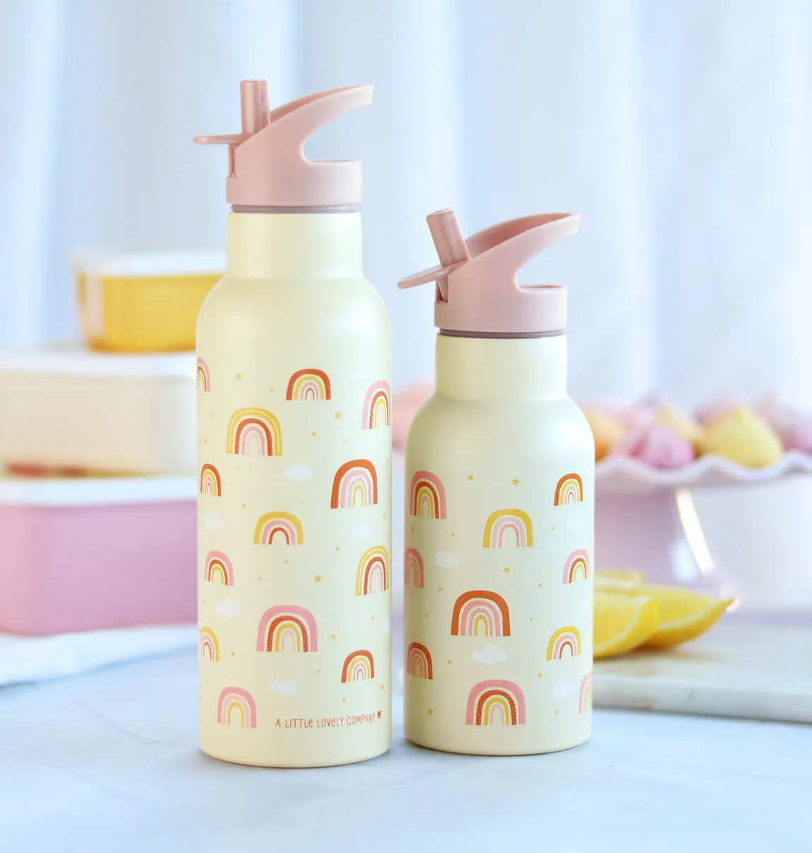 A Little Lovely Company XL RVS drinkfles regenbogen 500 ml dubbelwandig