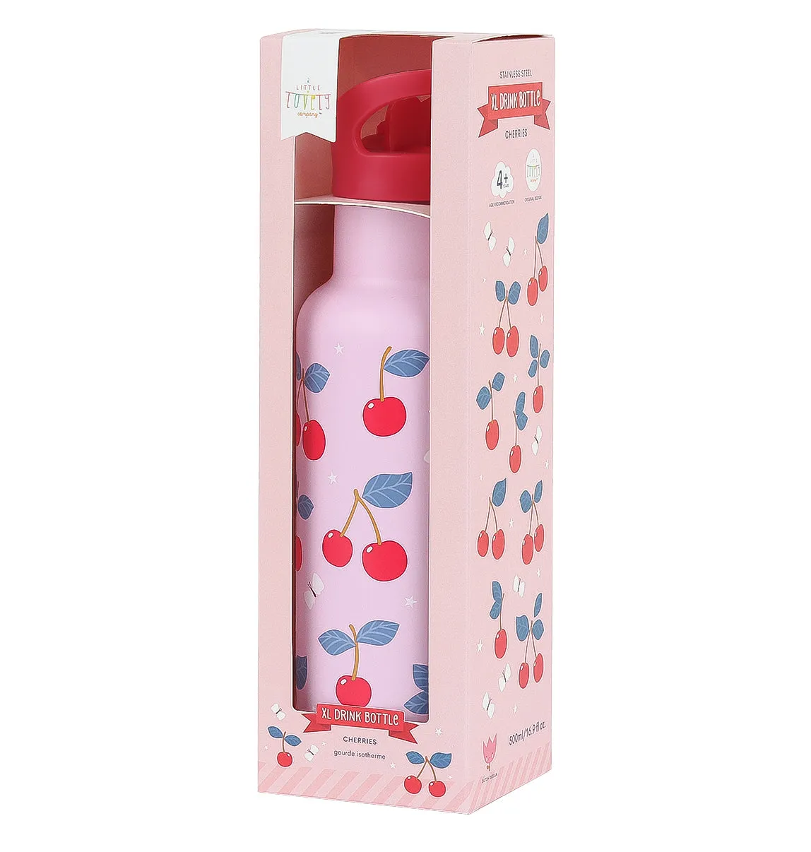 A Little Lovely Company Kersen rvs drinkfles 350 ml