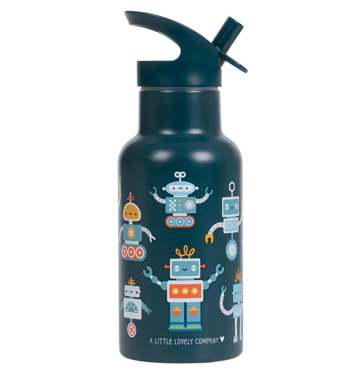 A Little Lovely Company Robots RVS drinkfles 350 ml – dubbelwandig