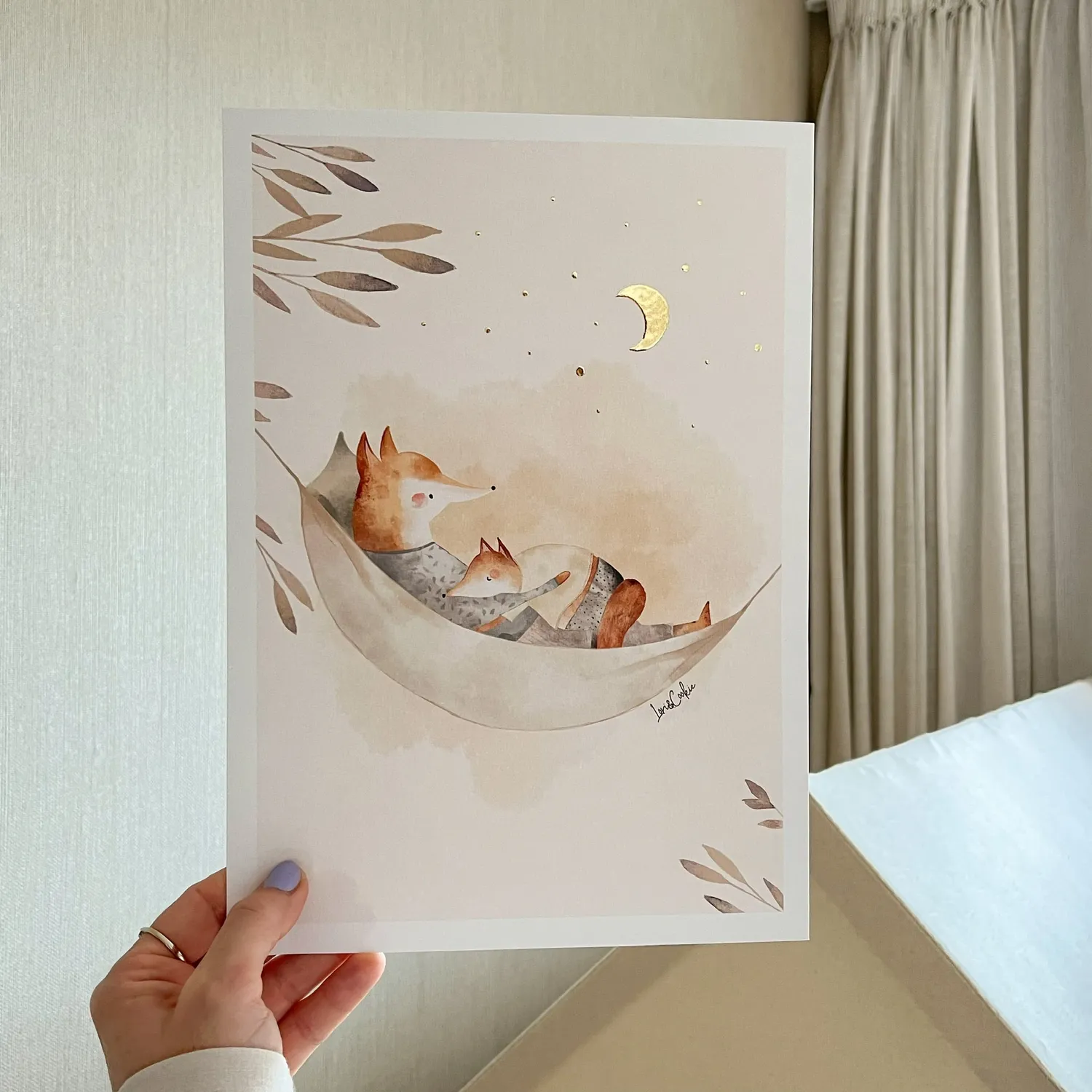 Lori & Cookie Kidsdeco Papa & Vicky Vos poster A4 goudfolie