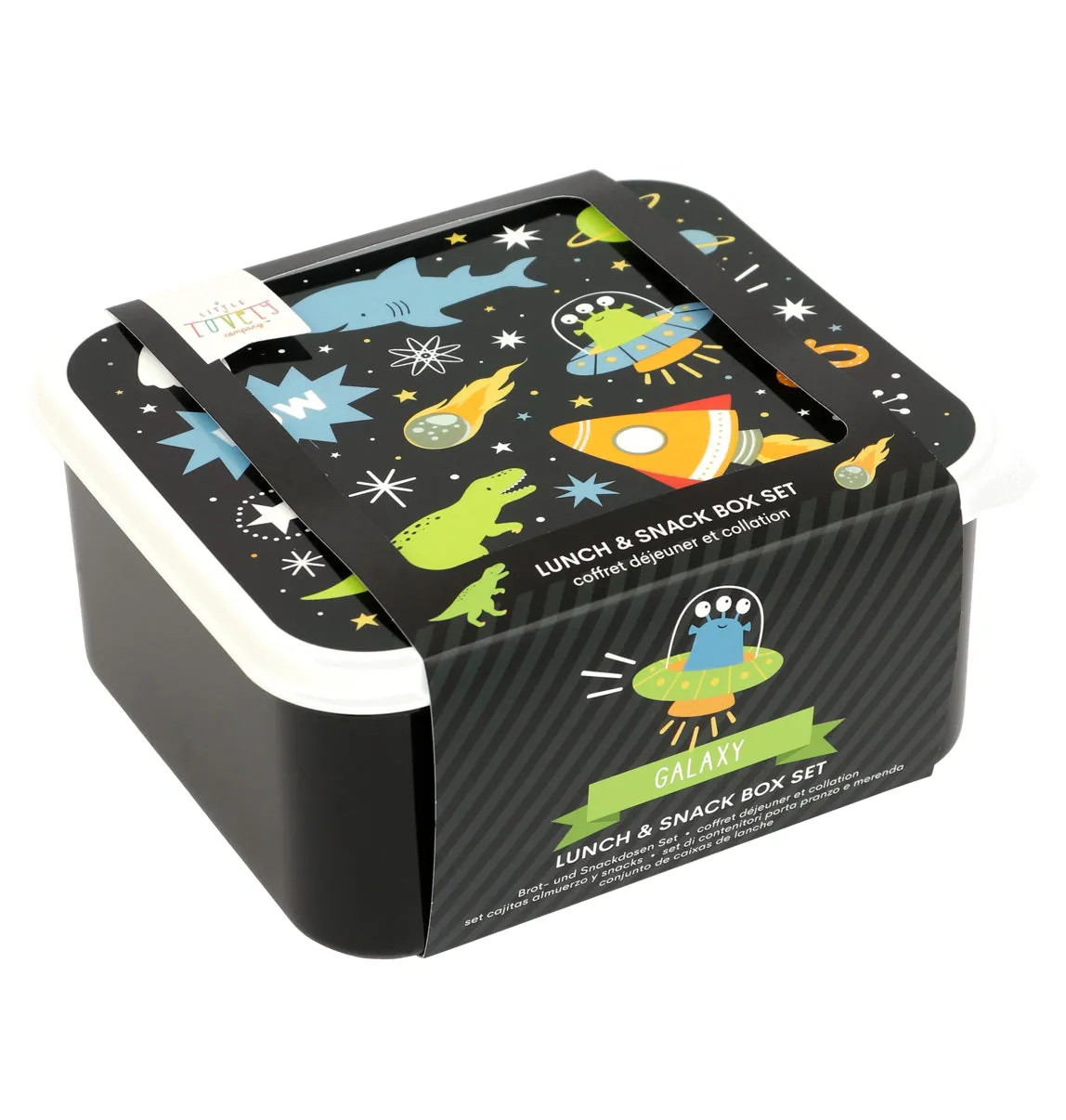 A Little Lovely Company lunchbox set galaxy 4-delig zwart