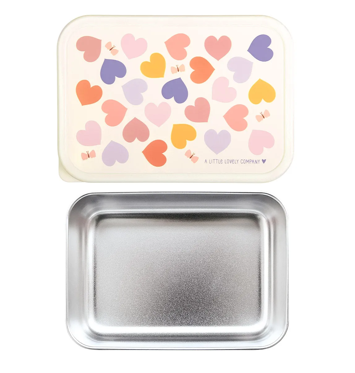 A Little Lovely Company Hartjes RVS lunchbox licht