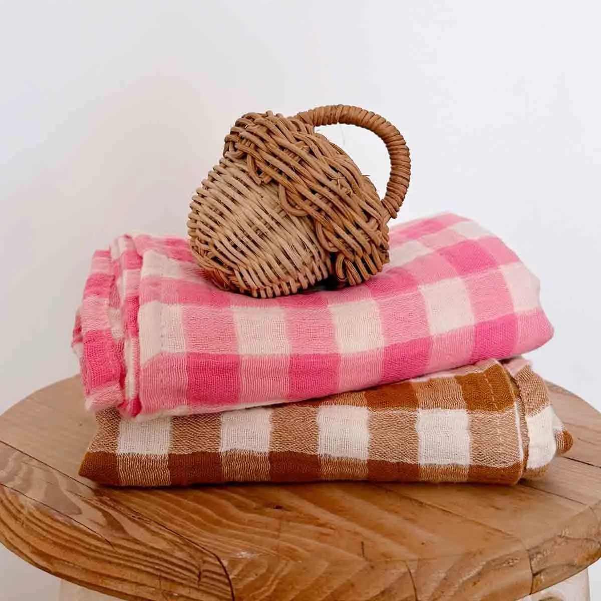 Musje Amsterdam Vichy Roze hydrofiele doek 110x110cm