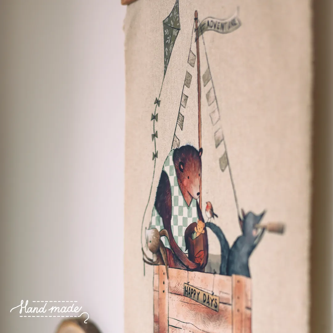 Lori & Cookie Kidsdeco Bosdieren wandkleed stof linnen 30x40 cm