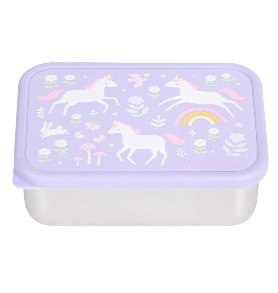 A Little Lovely Company Unicorn Dreams RVS lunchbox met PP-deksel