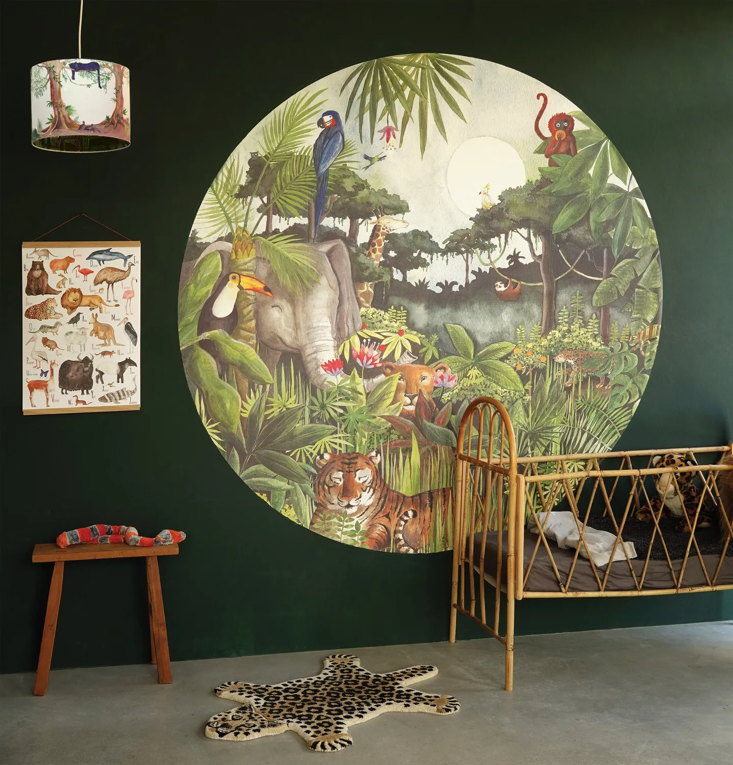 Hartendief Jungle hanglamp 30cm bosdieren groen