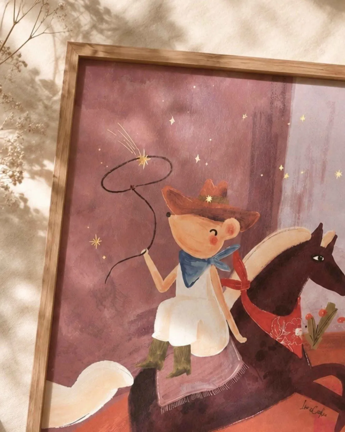 Lori & Cookie Cowgirl Muis poster 30x40 cm goudfolie