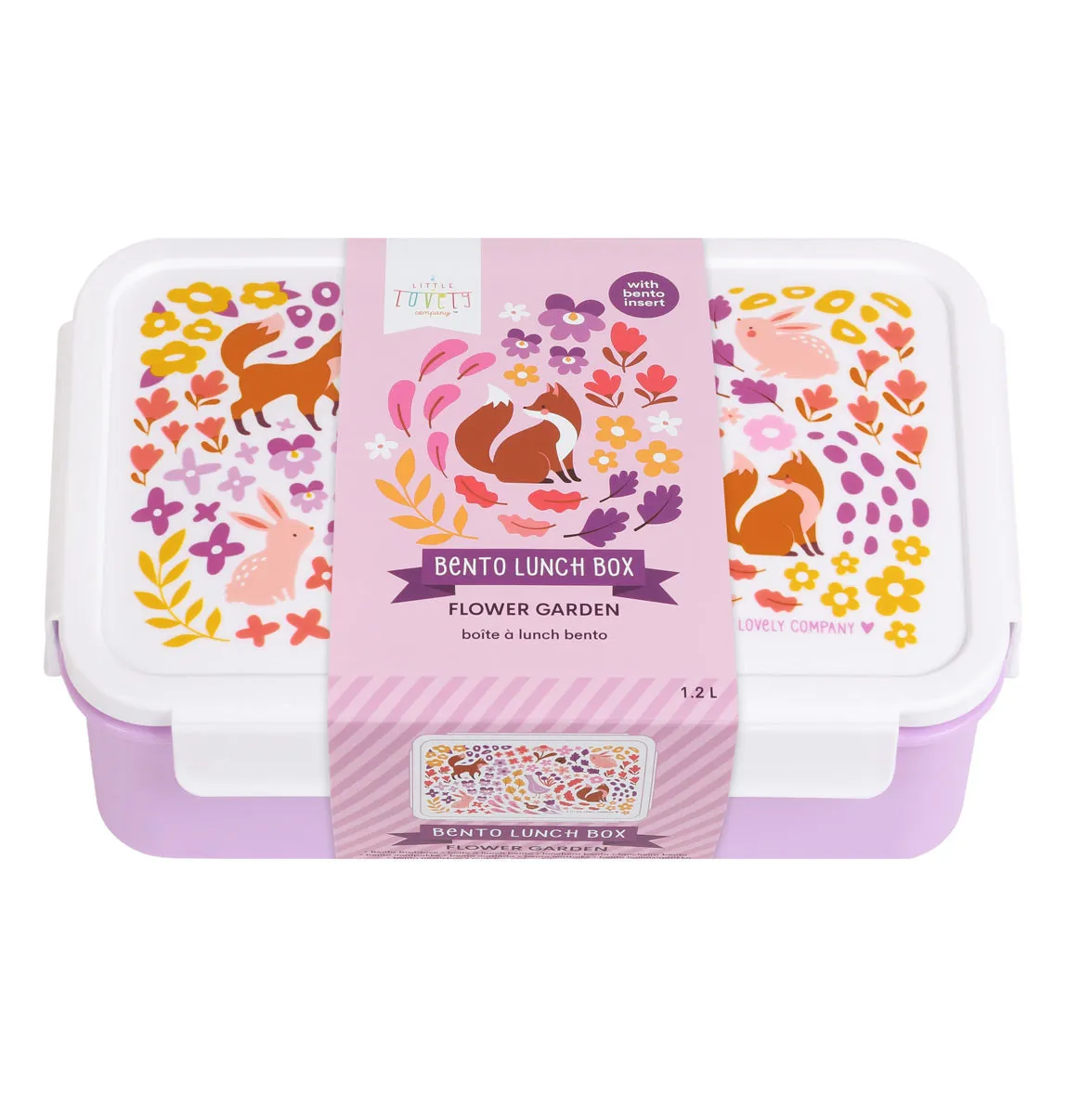 A Little Lovely Company Bloementuin bento lunchbox lila met vakken