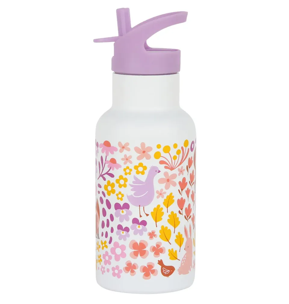 A Little Lovely Company Bloementuin RVS drinkfles 350 ml
