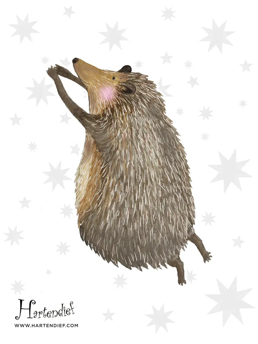 Hartendief Kleiner Igel muursticker 33 cm mat vinyl