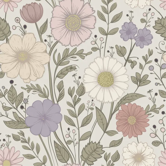 Little Amour Nova Flowers behangstaal lila proefstuk