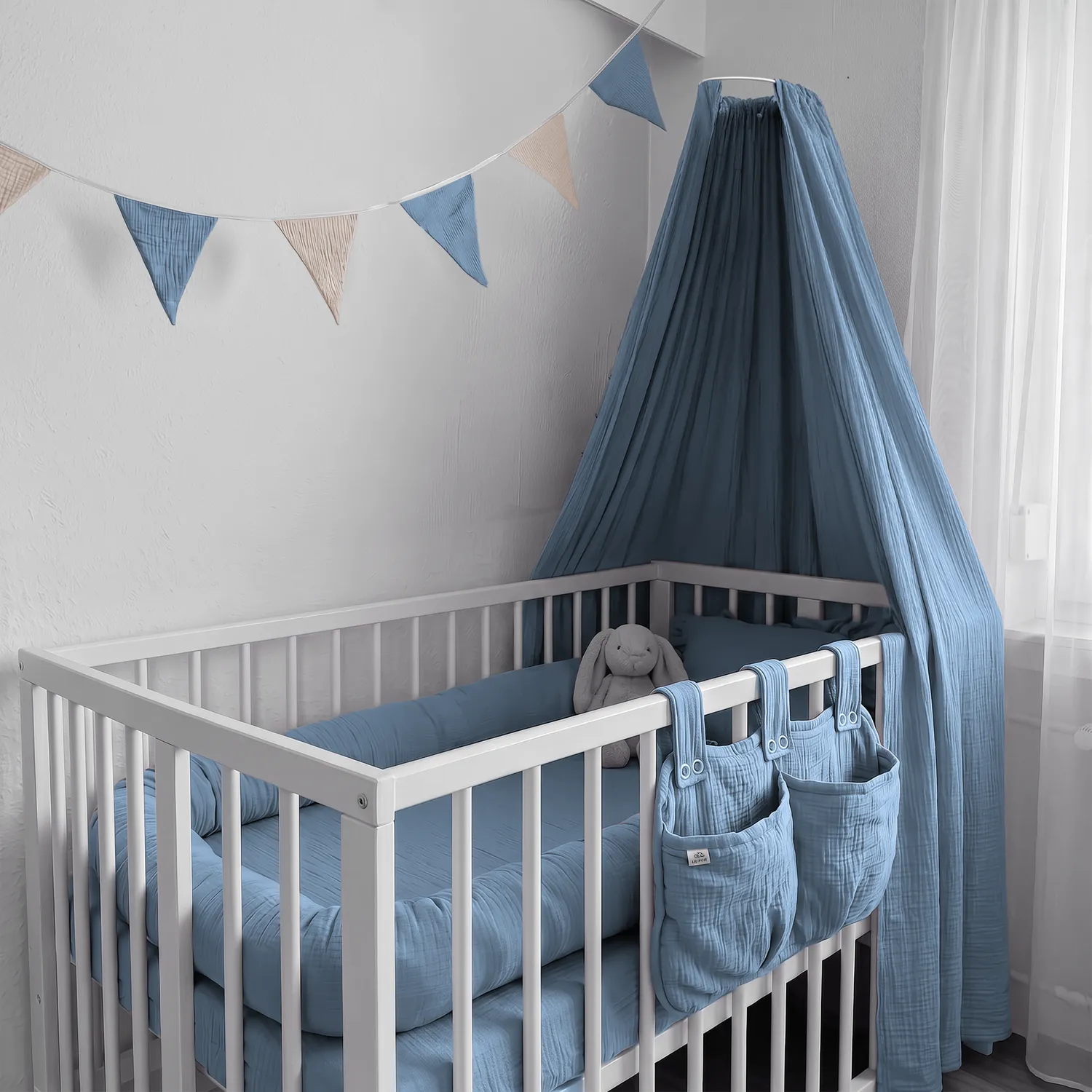 Lilimaus Babybett Set babyset 6-delig muslin met laken