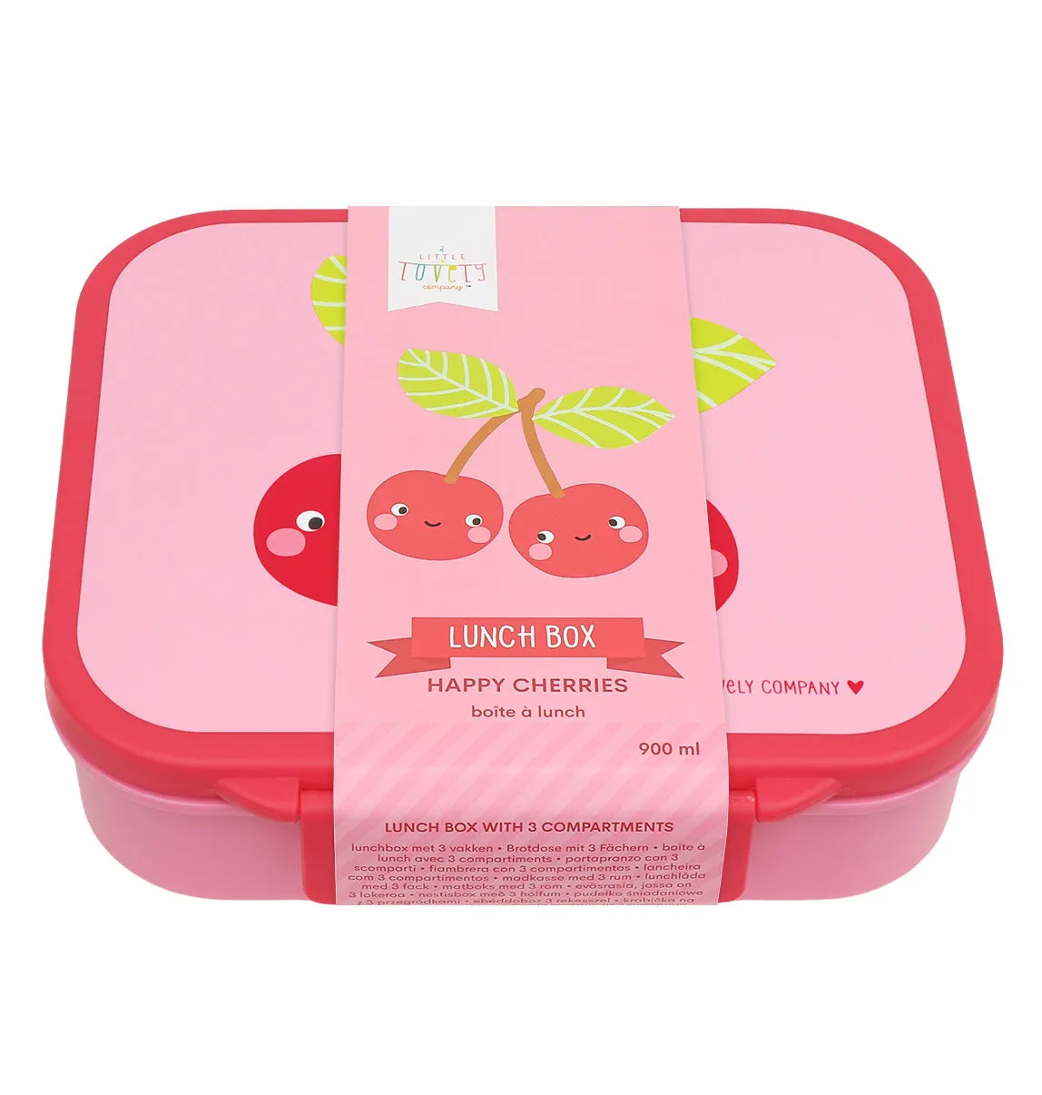 A Little Lovely Company Lunchbox Vrolijke Kersen 3-vaks