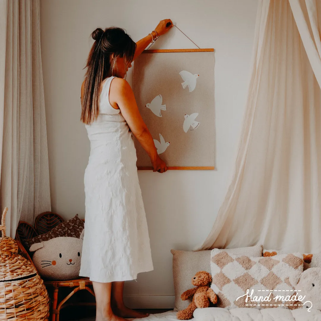 Lori & Cookie Kidsdeco Vogels XXL wandkleed 50x75cm linnen