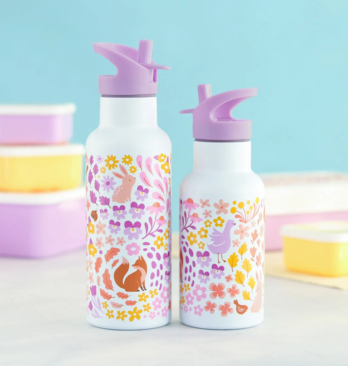 A Little Lovely Company Bloementuin RVS drinkfles 350 ml