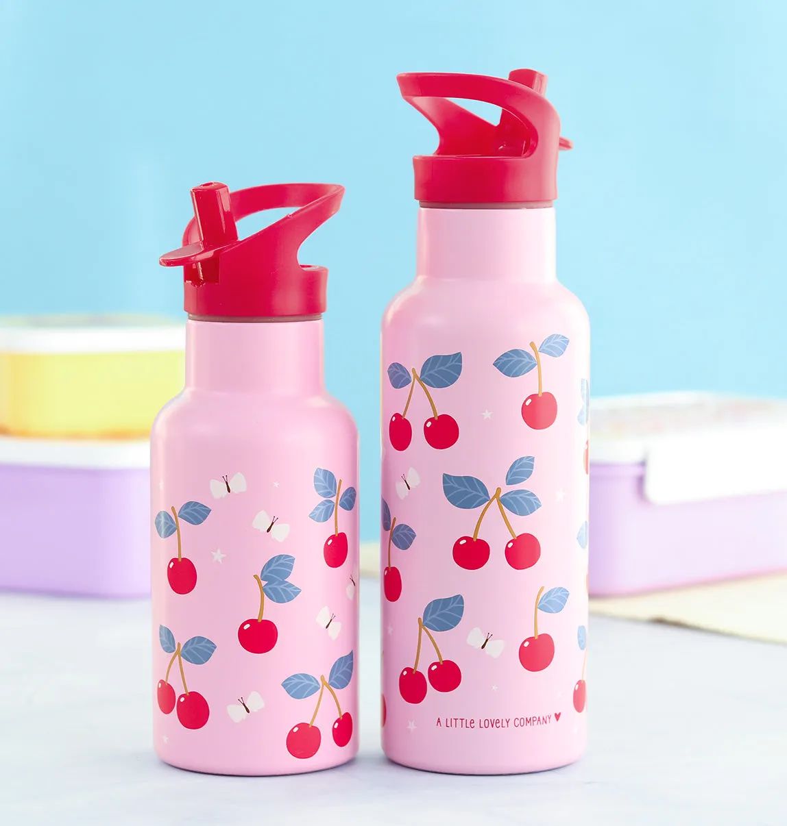 A Little Lovely Company Kersen XL RVS drinkfles 500 ml