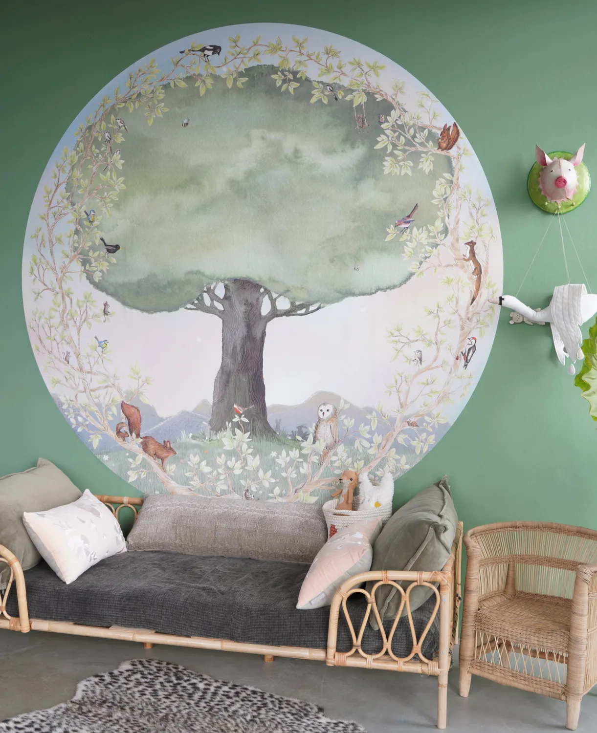 Hartendief Lenteboom behangcirkel L 190 cm vliesbehang