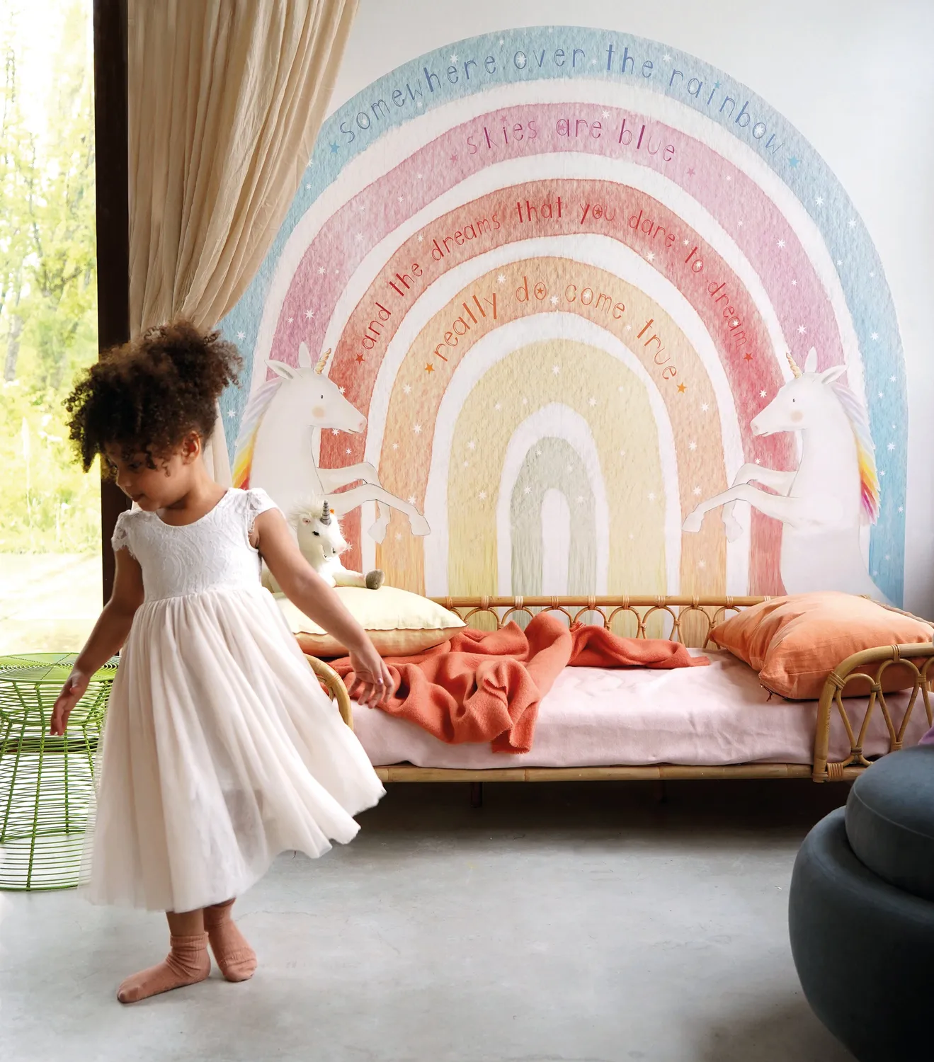 Hartendief Suikerzoete Eenhoorns behang regenboogvorm 190 cm PVC-vrij
