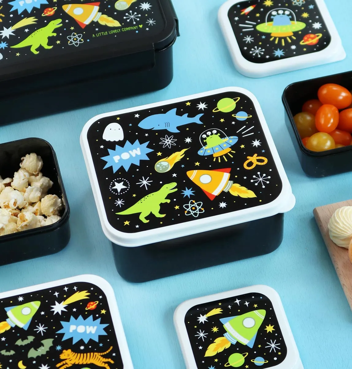 A Little Lovely Company lunchbox set galaxy 4-delig zwart