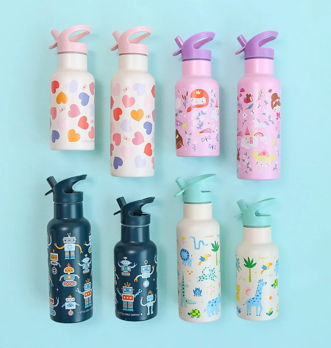 A Little Lovely Company Robots RVS drinkfles 350 ml – dubbelwandig