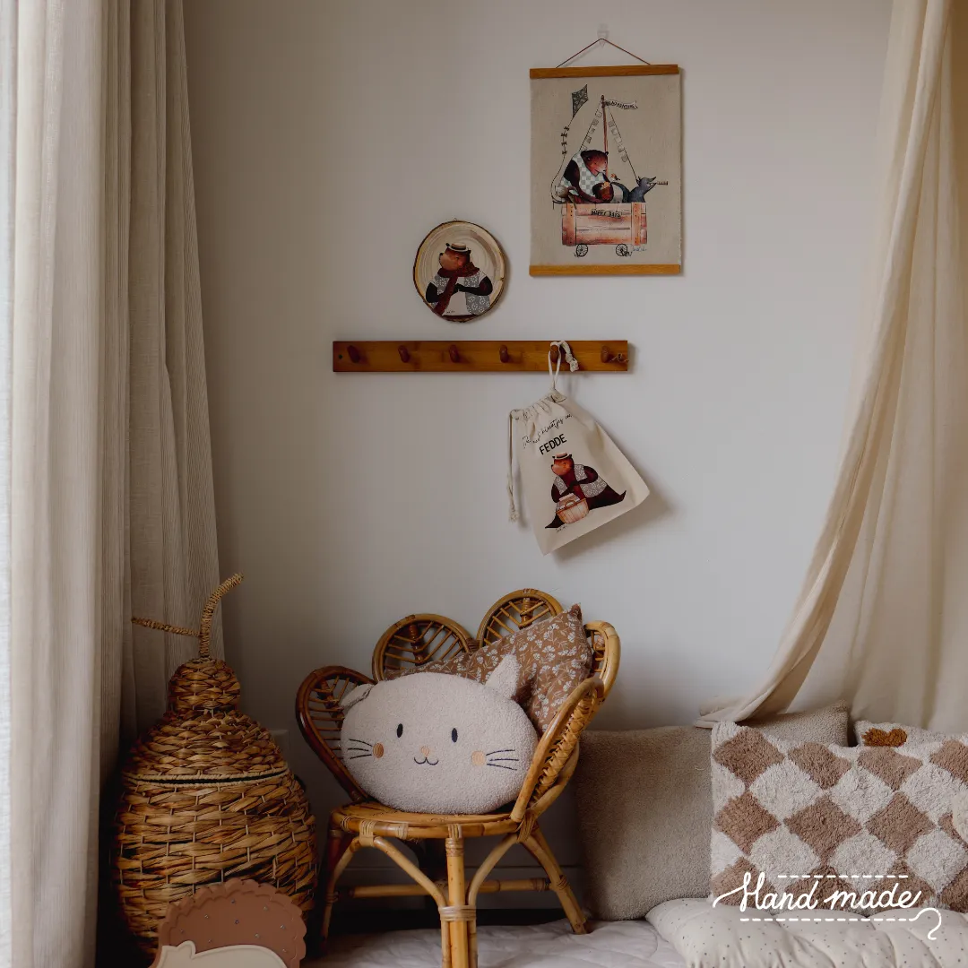 Lori & Cookie Kidsdeco Bosdieren wandkleed stof linnen 30x40 cm