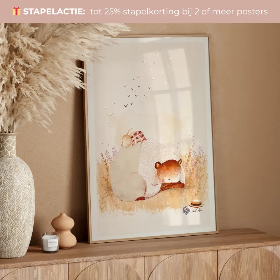 Lori & Cookie Kidsdeco Het Middagdutje poster goudfolie A4 rustgevend