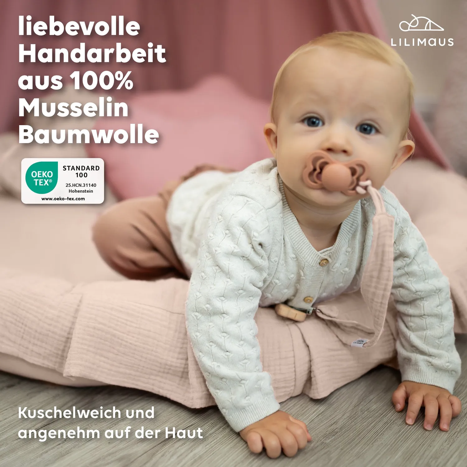 Lilimaus Bodenkissen Vloerkussen Mousseline Creme met Ruches