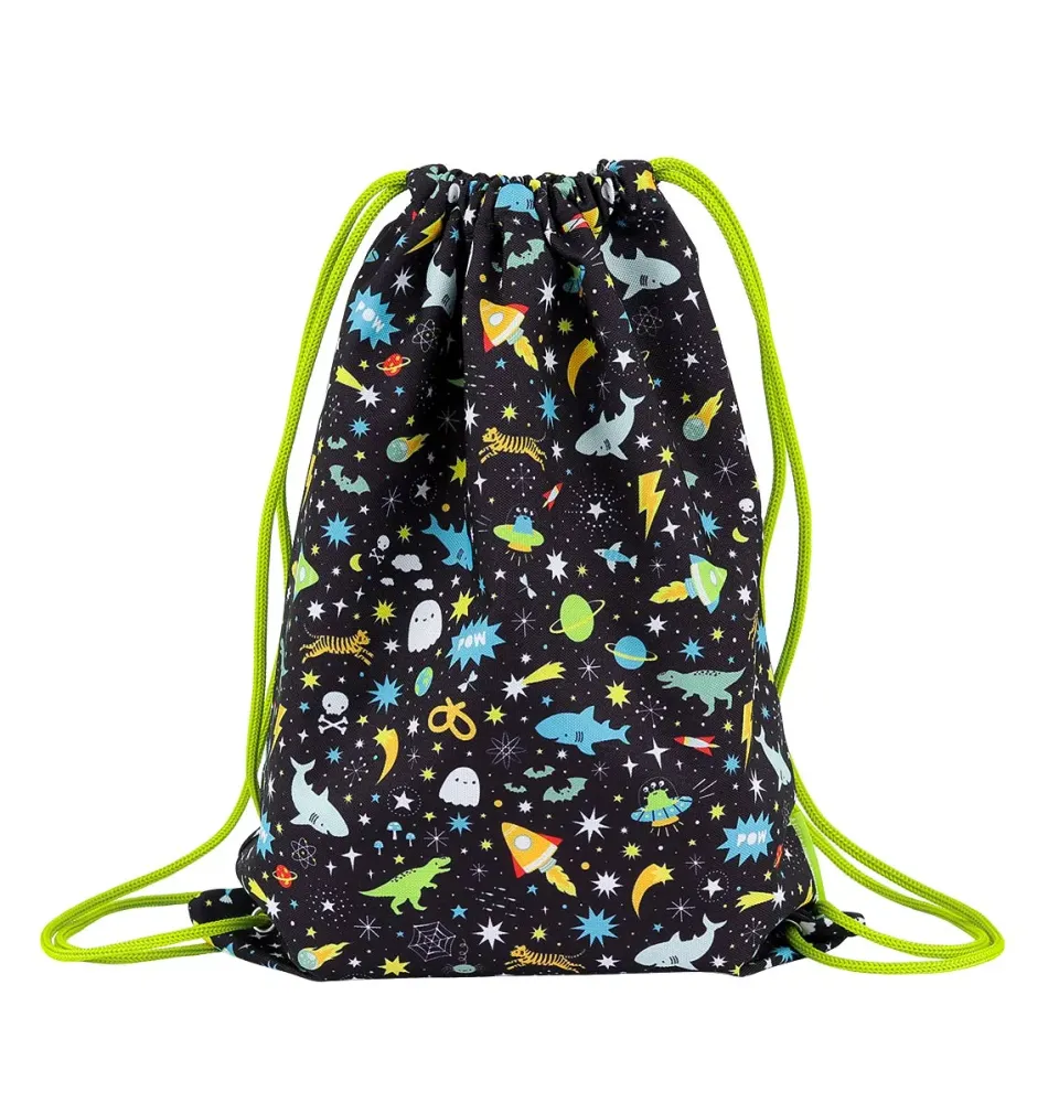 A Little Lovely Company Galaxy gymtas zwart sterren