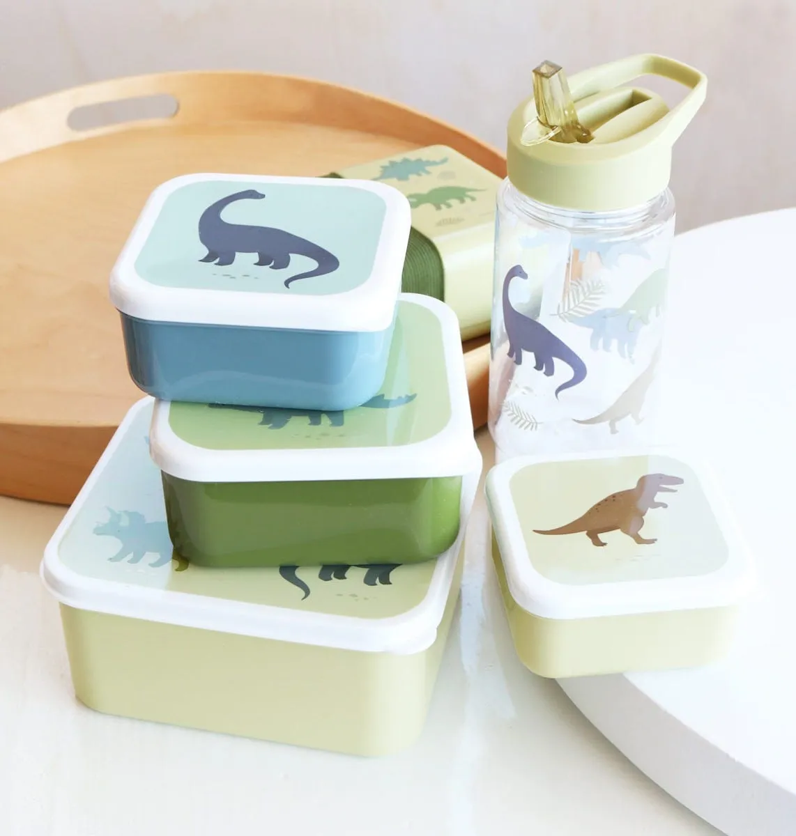A Little Lovely Company Dinosaurussen lunch snackbox set 4-delig