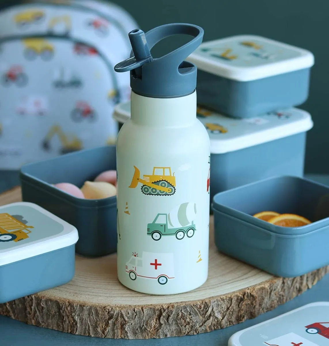 A Little Lovely Company Voertuigen RVS drinkfles 350ml