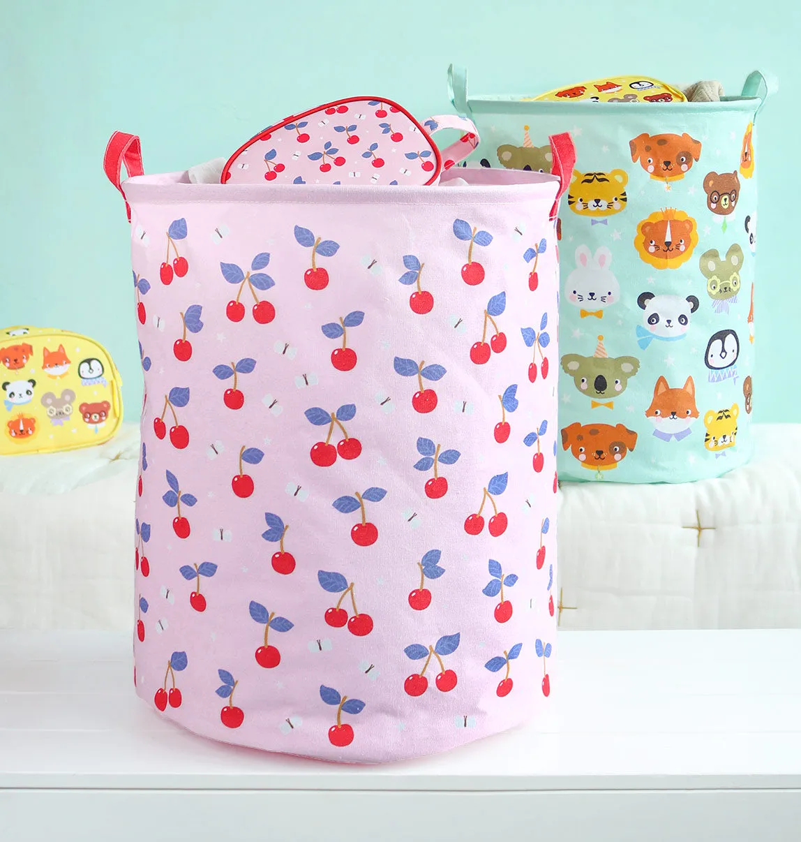 A Little Lovely Company Kersen opbergmand roze katoen groot