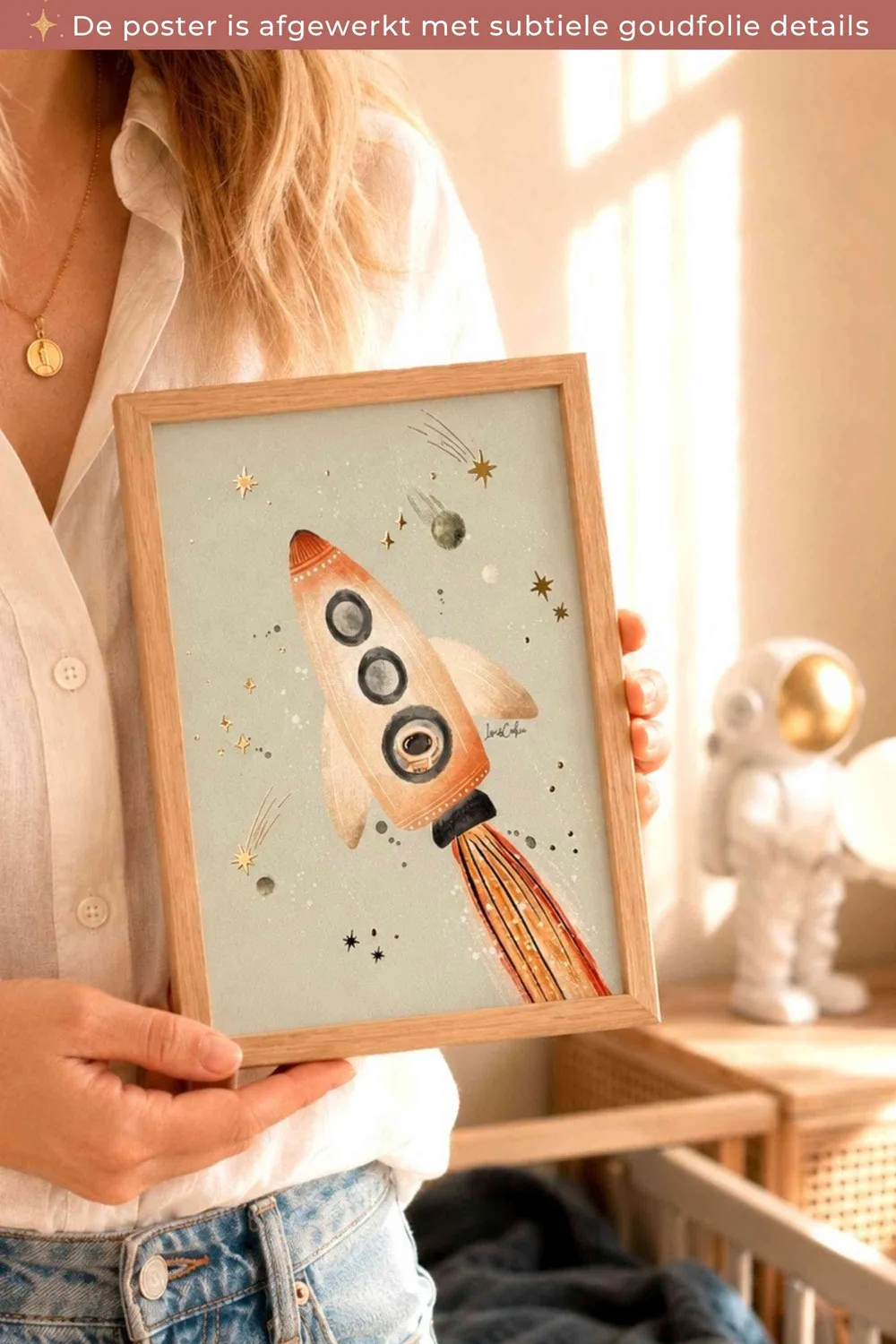 Lori & Cookie Raket poster 15x21 cm goudfolie